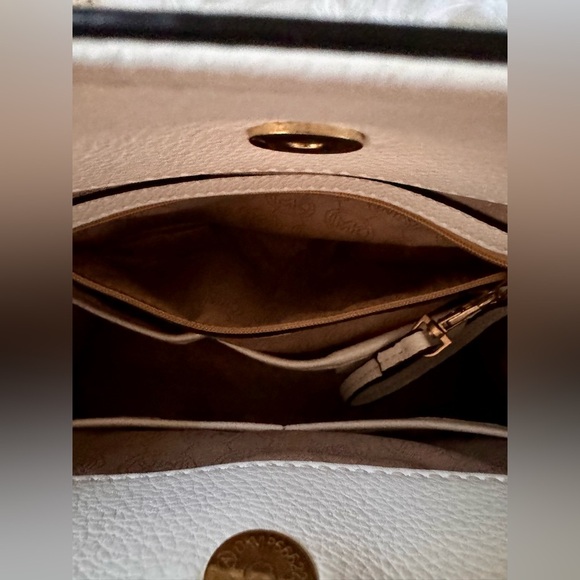 Hamilton Elegant Cream Medium Leather Satchel with Gold Accents hard wear - Picture 13 of 14